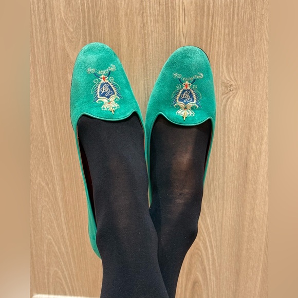 Paciotti Women's turquoise  Embroidered Loafers Size 39 , made in Italy. - Picture 10 of 15